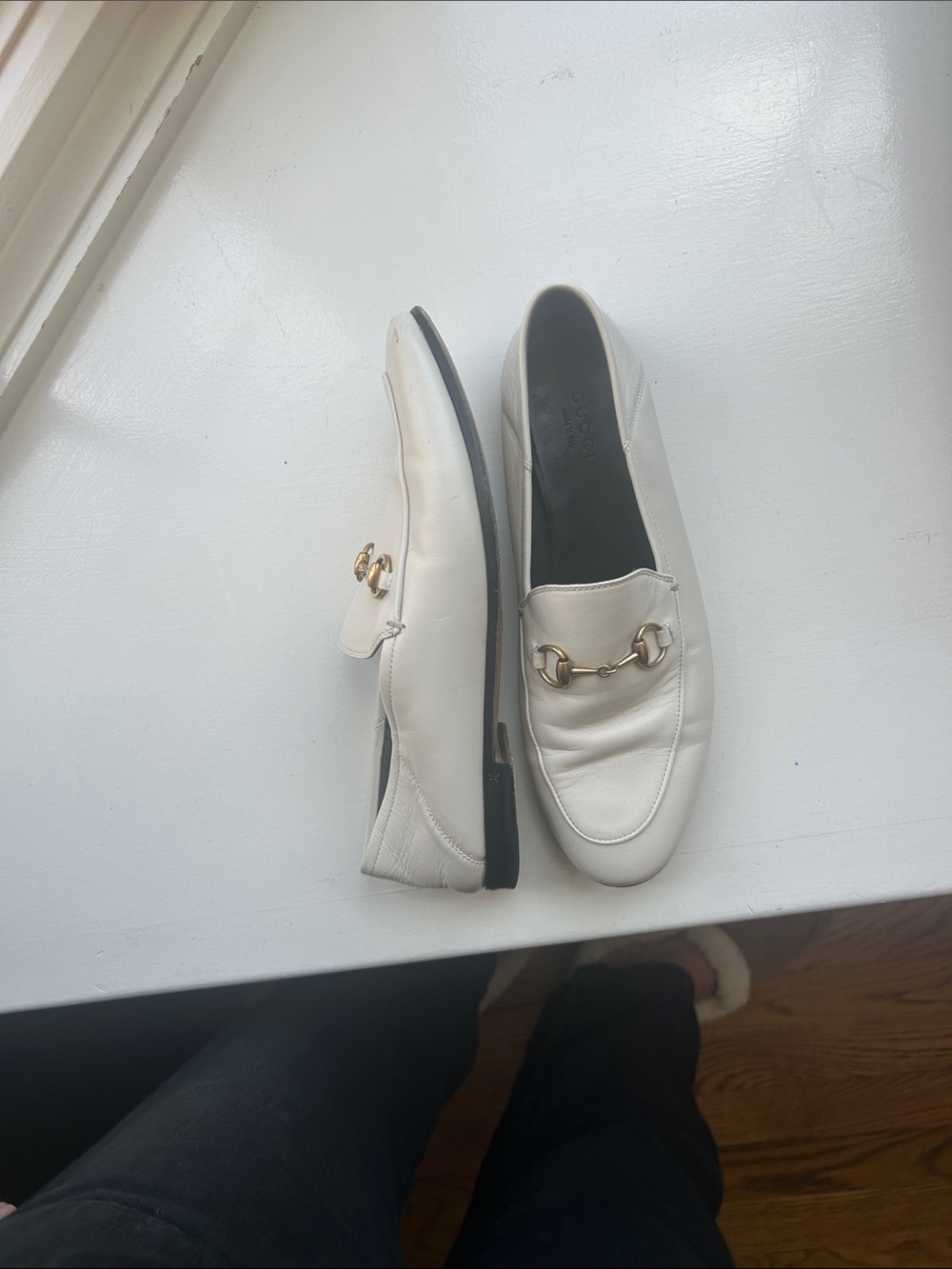 Gucci White Leather Horsebit Loafers - Picture 6 of 7